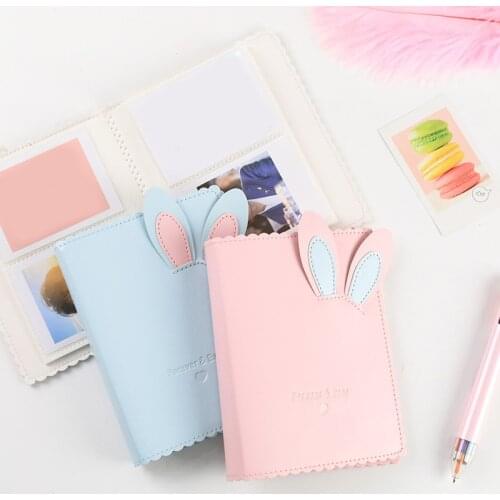 3 Inch Cute Bunny Photo Album 64 Photos Plug-in Polaroid Film Instax Mini Card Storage Bag Rabbit PU Leather Photocard Holder