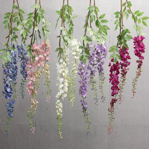 1 Bouquet 168CM Wisteria Artificial Flowers Vine Garland Wedding Arch Decoration Fake Plants Foliage Rattan Trailing Faux Flower