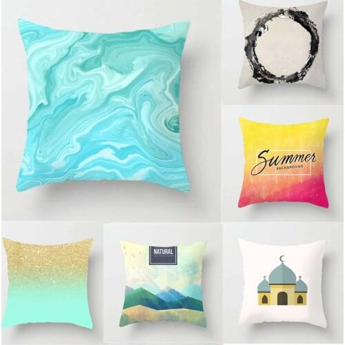Geometric Pillow Mountain Cushion Case Decor Art Polyester Sofa Home Throw Waist Cover 45*45CM
