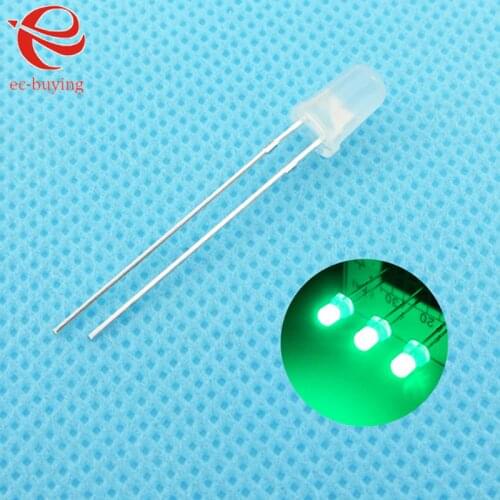 3mm Emerald-Green LED Round Light Emitting Diode Diffused Foggy Lamp Bead Plug-in DIY Kit Practice Wide Angle DIP 100 pcs /lot