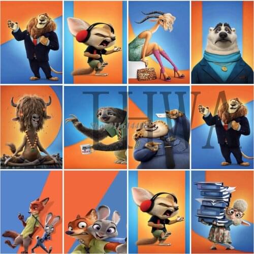 Canvas Painting Zootopia Sloth&Nick Wilde Cartoon Anime Posters and Prints Wall Art Pictures for Children Living Room Home Decor