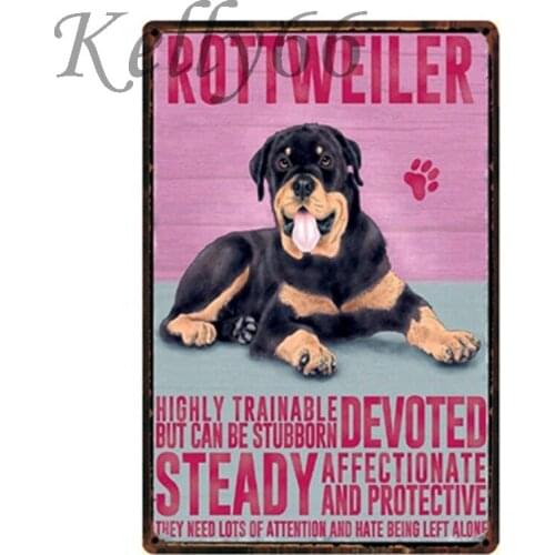 [ Kelly66 ] Rottweiler Metal Painting Pet Store kennel Dog House Decorative 20*30 CM Size y-1160
