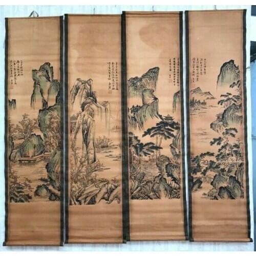 China calligraphy Paintings Scrolls old Chinese Painting SCROLL FOUR SCREEN
