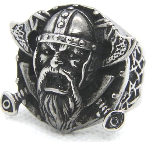 Vikings Ring For Man 316L Stainless Steel Punk Biker Jewellery Viking Warrior Size 7-13