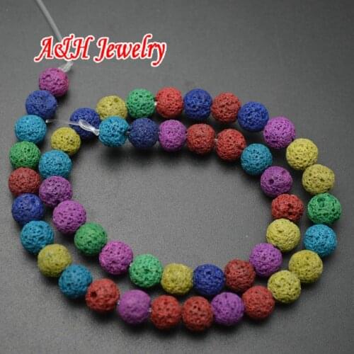 8~10mm Colorful Lava Round Beads 16'' Fashion Jewelry Making Materials 10pc/lot