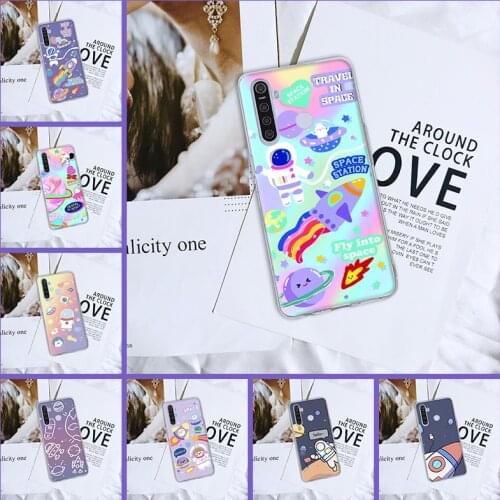 Phone Case For Realme C3 X3 Xt C11 6i X Cute Space Astronaut Soft Silicone Transparent For Oppo Realme 5 6 X50 X2 Pro Back Cover