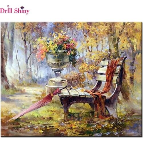 Diy Square Diamond Painting Cross Stitch kit Diamond Embroidery Scenic Park Benches Pattern Hobbies And Diamond Mosaic Christmas