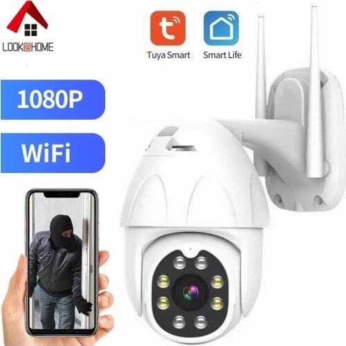 Outdoor WiFi Camera Tuya Smart Life APP 1080P Warning Alarm Remote View on Cell Phone Human Body Tracking 2.0MP HD Water Proof
