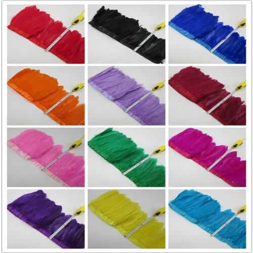 Wholesale 100 Meter/Lot Goose Feather Trims Real Geese Feather Fringes Ribbons Dress Belt decorative Clothing wedding decoration
