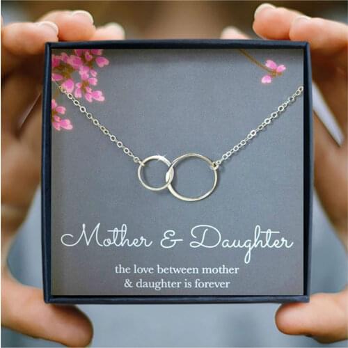 Mother Daughter Necklace for Women Mothers Day Gift Two Interlocking Infinity Circles Pendant Necklaces Birthday Jewelry