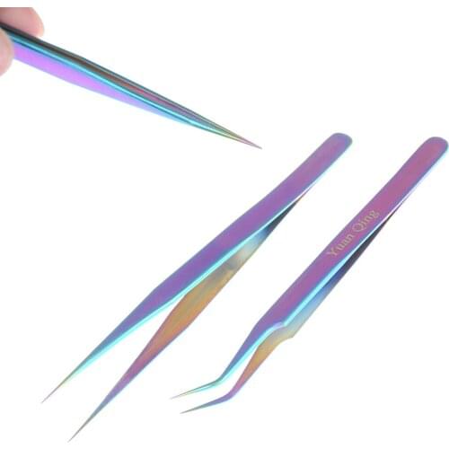 Rhinestone Picker Tool Straight Or Curved Tweezer DIY Electronics Tools Repair Tools Rainbow Colorful Stainless Steel Tweezer