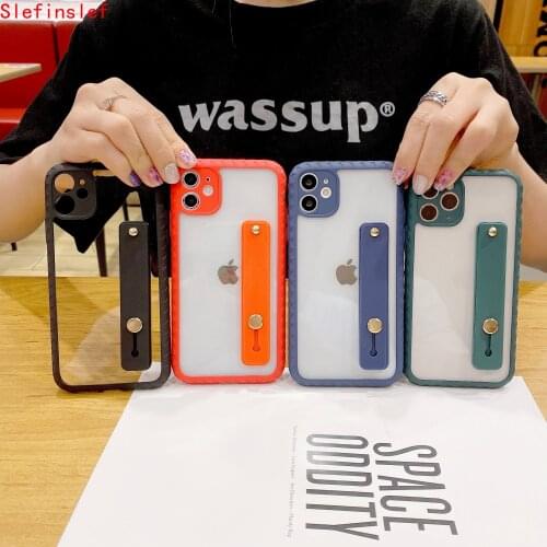 Weave Frame Clear holder Phone Case For iPhone 11 Pro Max 11 X XR XS Max 7 8 Plus SE 2020 Hard PC Transparent Shockproof Cover