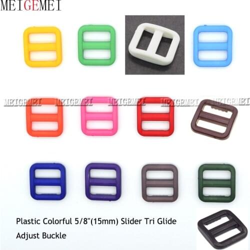 13pcs Plastic Colored 5/8"(15mm) Slider Tri Glide Adjust Belt Buckles Backage Accessories For Dog Collar Webbing 15mm