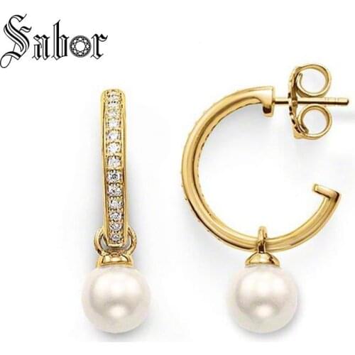 Creole Pearl Hinged Hoop Earrings 2020 New party Gold Color Fashion Jewelry Water Drop silver color Gift For Women thomas