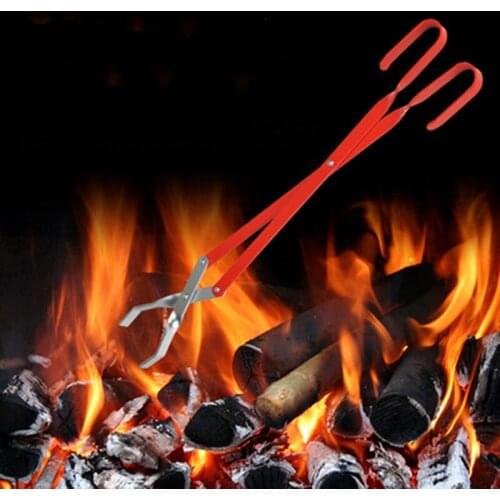 BBQ Carbon Oven Charcoal Tong Stainless Steel Pliers Plastic Handle BBQ Tool Heat-resistant Safe Use Folder Carbon Tool