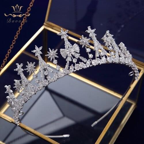 Simple Zircon Bride Tiaras Crowns Wedding Crystal Headpieces Evening Hair Accessories