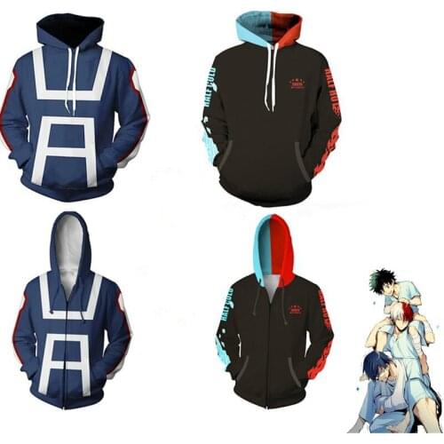 Anime My Boku no Hero Academia Hoodies Todoroki Shoto Pullover/Zipper Long Sleeve Outerwear