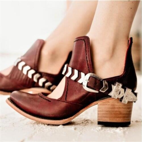 The wind in the spring and autumn of 2018 the new party with high with belt buckle shoes female 40-43