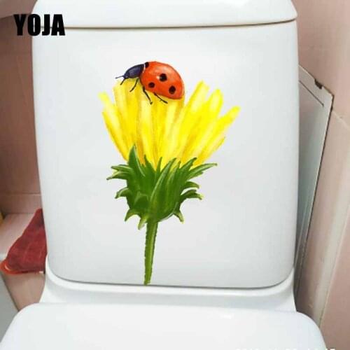 YOJA 14X22.1CM Ladybug Hand Crayon Watercolor Mural Wall Sticker Toilet Decal Kids Room Decoration T5-1041
