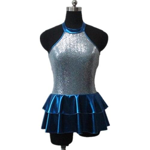Ladies Girls Kids Metallic Skirts Sequin Bodice Dance Leotard Dress Costume Jazz Performance 2 Colors Available