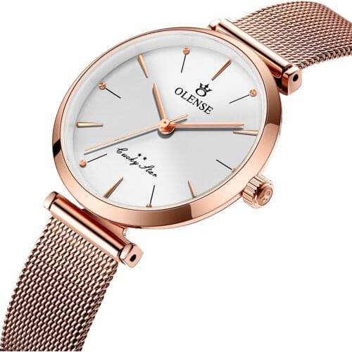 Mesh Belt Ladies Watch OLENSE LQ8038 Stainless Steel Quartz Watch Sapphire Glass Japanese Movement Fashion Women Watch Wholesale