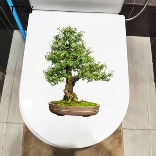 ZTTZDY 19.2×24.5CM Tree Potted Creative Home Bathroom Toilet Stickers Living Room Wall Decor T6-0148