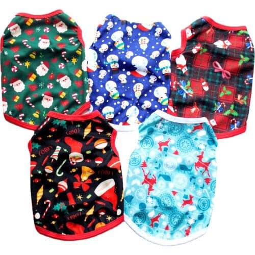 1pcs Pet Dog Clothes Cute Cartoon Printed Clothes For Small Dog Cloth Costume Dress Xmas Apparel For Kitty Dogs Chaleco Perro