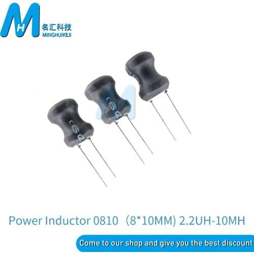 10PCS/Lot 0810 0*10mm I-shape Power Inductor Inductance Copper Coil 2.2UH-10MH 68 100 150 220 330 470UH power inductor