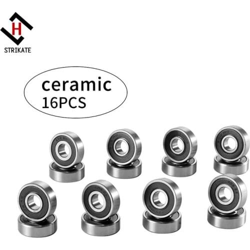 16pcs Playshion Ceramic Bearings for Longboard Skateboard Roller Skates and Spinner 7 black Ceramic bearing ball