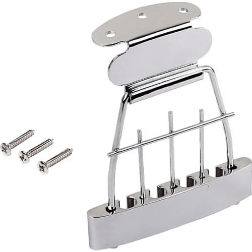 Zinc Alloy 4 String Trapeze Tailpiece with Screws for Archtop Jazz Bass Guitar Chrome