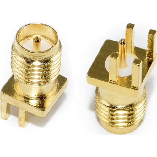 50Pcs Brass RP-SMA Male Plug Center Solder PCB Clip Edge Mount RF Connector for Mobile Signal Booster/Antennas/Coaxial Cables