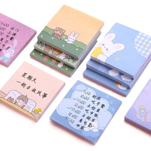 80sheets/Pack Cute Sticky Notes Notepad Sticky Notes Index Bookmarks Kawaii Stationery Stickers Schedule Paper School Supplies
