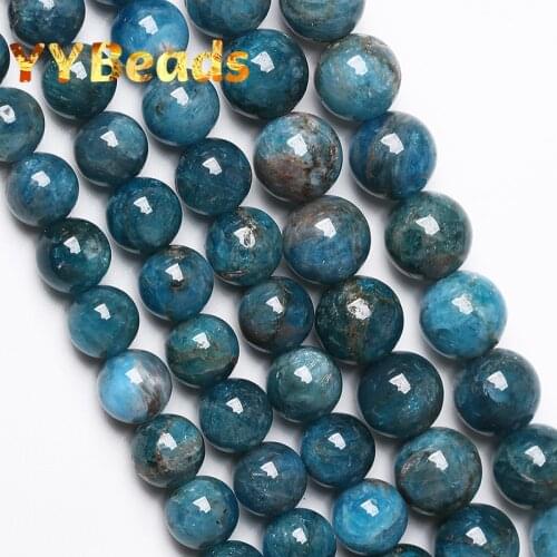 AAAAA Quality Natural Blue Apatite Stone Beads Round Loose Beads 4/6/8/10/12mm For Jewelry Making DIY Bracelets Accessories 15"
