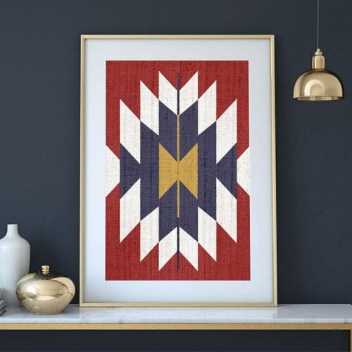 Abstract Watercolor Bohemian Wall Art Canvas Painting Ikat Posters And Prints Wall Picture for Living Room Home Boho Wall Decor