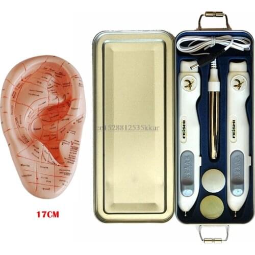 Acupoint Magnetic Therapy Pen Massage Stick Meridian Pulse Meridian Physiotherapy Pen 17cm English ear model