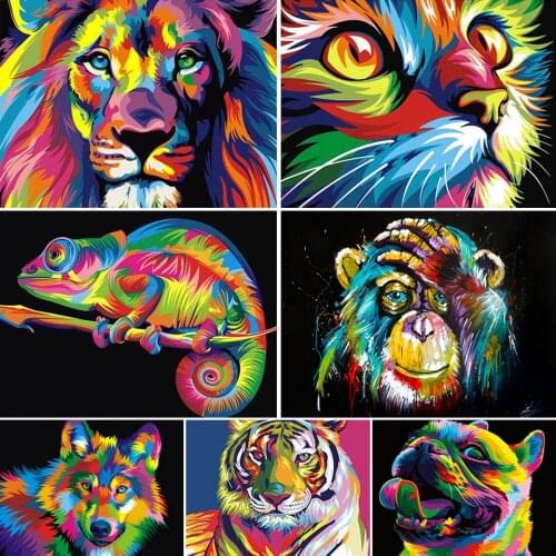 5D DIY Diamond Painting Animals Set Lion Cat Wolf Cross Stitch Kit Full Drill Embroidery Mosaic Art Picture of Rhinestones Gift