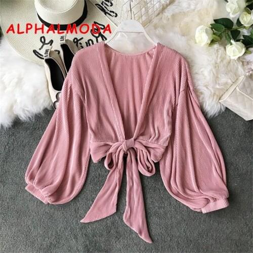 ALPHALMODA Blouses With Bow