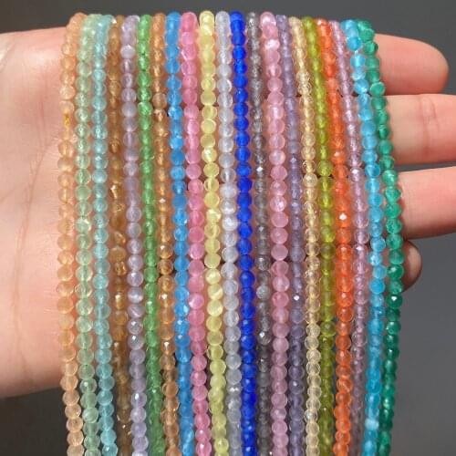 Multicolor Cat Eye Stone Beads 2mm 3mm Tiny Natural Round Faceted Loose Stone Beads for Jewelry Making DIY Bracelets 15