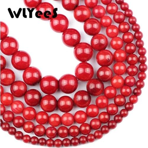WLYeeS Hight Quality Red Color Coral stone beads Natural Stone 2.5-7mm Round Loose Spacer Bead for Jewelry Bracelets making DIY