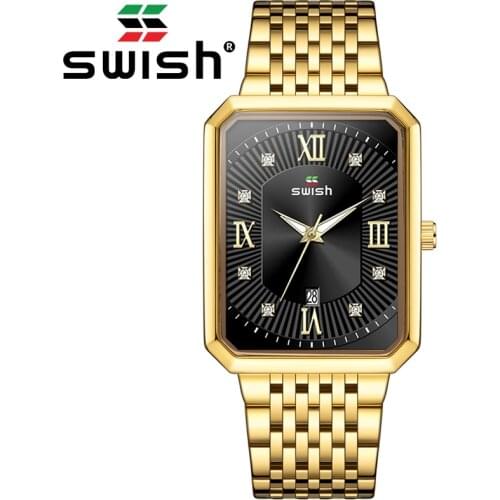 Mens Luxury Stainless Steel Gold Watch Top Brand Relogio Masculino Geneva Rectangle Quartz Watch Man Business Watches Mens 2020