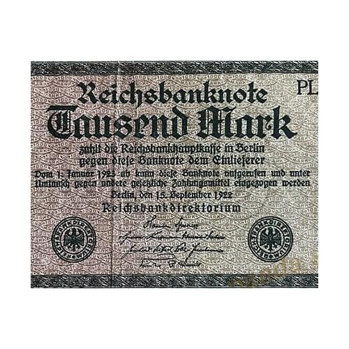 Germany 1000 Mark, 1922 P-76, Used VF Condition, Old Rare Note for Collection