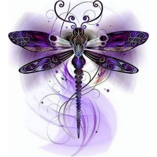 JMINE Div 5D purple Dragonfly Full Diamond Painting cross stitch kits art High Quality Animal 3D paint by diamonds