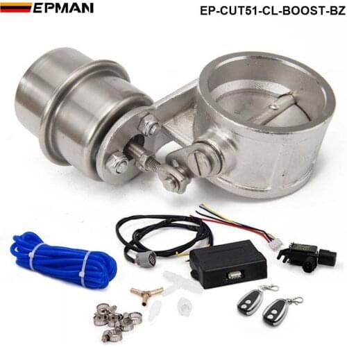 Exhaust Control Valve Set Cutout 2"51mm Pipe Closed With Boost Actuator with Wireless Remote Controller Set EP-CUT51-CL-BOOST-BZ
