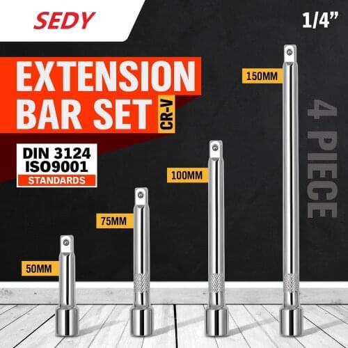 2020-SEDY 4Pcs 1/4" Extender Bar Set Ratchet Wrench Socket Set 2" 3" 4" 6" Drive Connecting Rod Power Tool Accessories