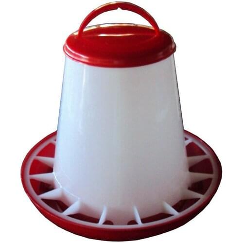 3kg 6.6lb Chicken Poultry Feeder Red Plastic With Anti Waste Ring