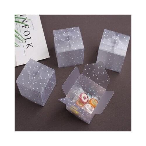 DIY Frosted Translucent Polka Dot Candy Box 6*6*6cm PVC Chocolate Bags Christmas Gift Box Wedding Favor Party Event Decoration