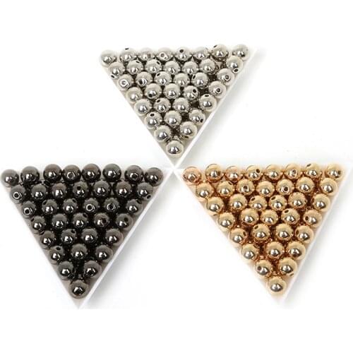 Fashion 4 6 8 10 12mm 30-300pcs Gold/Gun-Metal/Silver Plated CCB Round Seed Spacer Beads For DIY Jewelry Making 2018 New