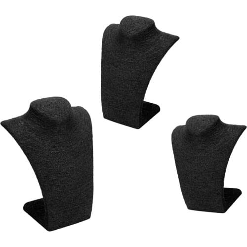 Set of 3 Sizes Black Elegant Necklace Display Mannequin Necklaces Display Bust Stand Rack Holder