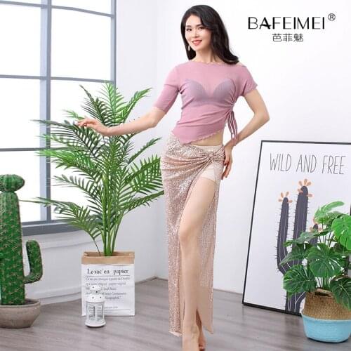 New Practicing Sexy belly dance clothes Hip-wrapped Sequined Skirt Oriental Dance Beginners Performing costumes