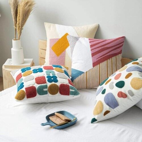 New 45x45cm Cute Dots Embroidery Pillow Cover Soft Cozy Floral Cushion CoverHome Decoration for living room Kids Room